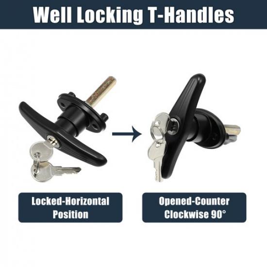 Universal Pickup Truck Camper Cap Locking T-Handles Black with 2 Keys Pack of 1 | 3 Months