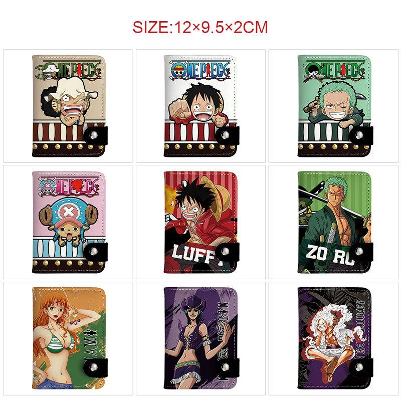 One Piece Anime Druckknopf Geldbörse Vertikaler Kartenhalter Münzbörse für Schüler Männer Frauen