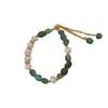 Natural Aventurine Pearl Necklace: High-End Green Crystal Choker for Women In Ancient Literary Style