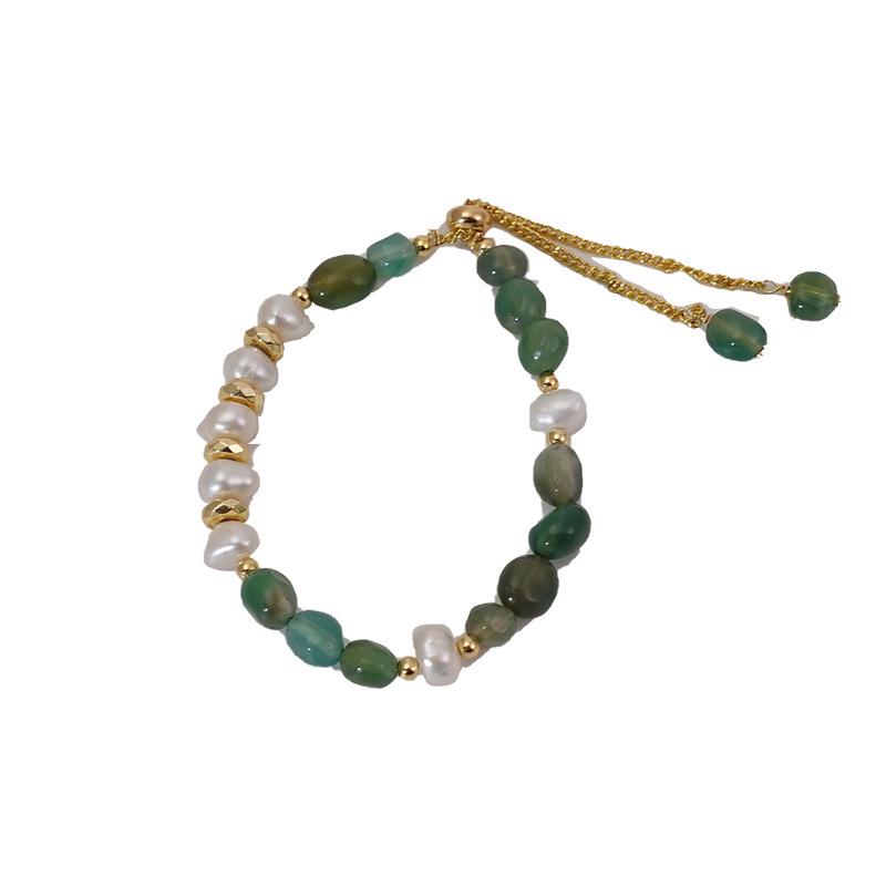 Natural Aventurine Pearl Necklace: High-End Green Crystal Choker for Women In Ancient Literary Style