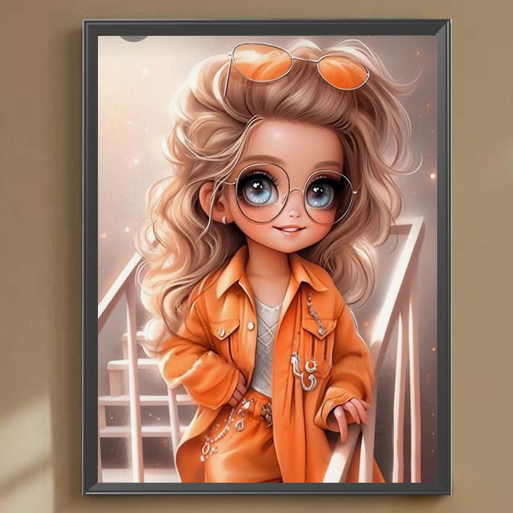 30*40CM 5D DIY Vollrunde Bohrer Strass Süßes Mädchen Kit Kunsthandwerk Mosaik Malerei Stickerei Handgefertigt Heimdekoration Geschenk