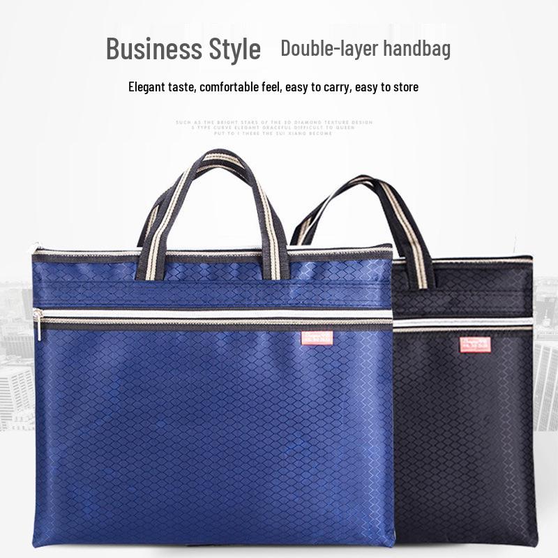 

A4 Oxford Cloth Office Briefcase & Document Tote with Zipper - Large Capacity 36x30 cm синий