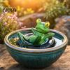Fun Fish Tank Decoration Resin Floating Frog Figurine with Tire Swim Ring, Lazy Statue, Weather-Resistant Swimming Pool Decor Pond Decor, Ornament for