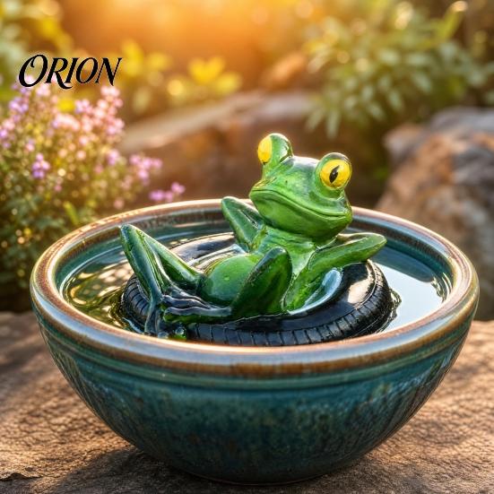 Fun Fish Tank Decoration Resin Floating Frog Figurine with Tire Swim Ring, Lazy Statue, Weather-Resistant Swimming Pool Decor Pond Decor, Ornament for