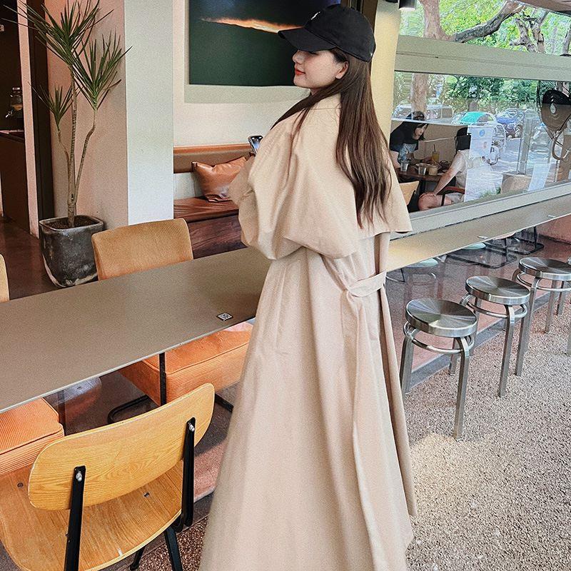 Women's Trench Coat, Women's Extra Long Autumn New Style Casual British Style Popular Extra Long Over-the-knee Coat