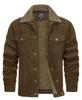 TACVASEN Military Outerwear for and Loose Size 2XL Men's Jacket, Hiking, Workwear, Skiing, Commuting, Cotton, Stylish, Casual, Fit, Brown,