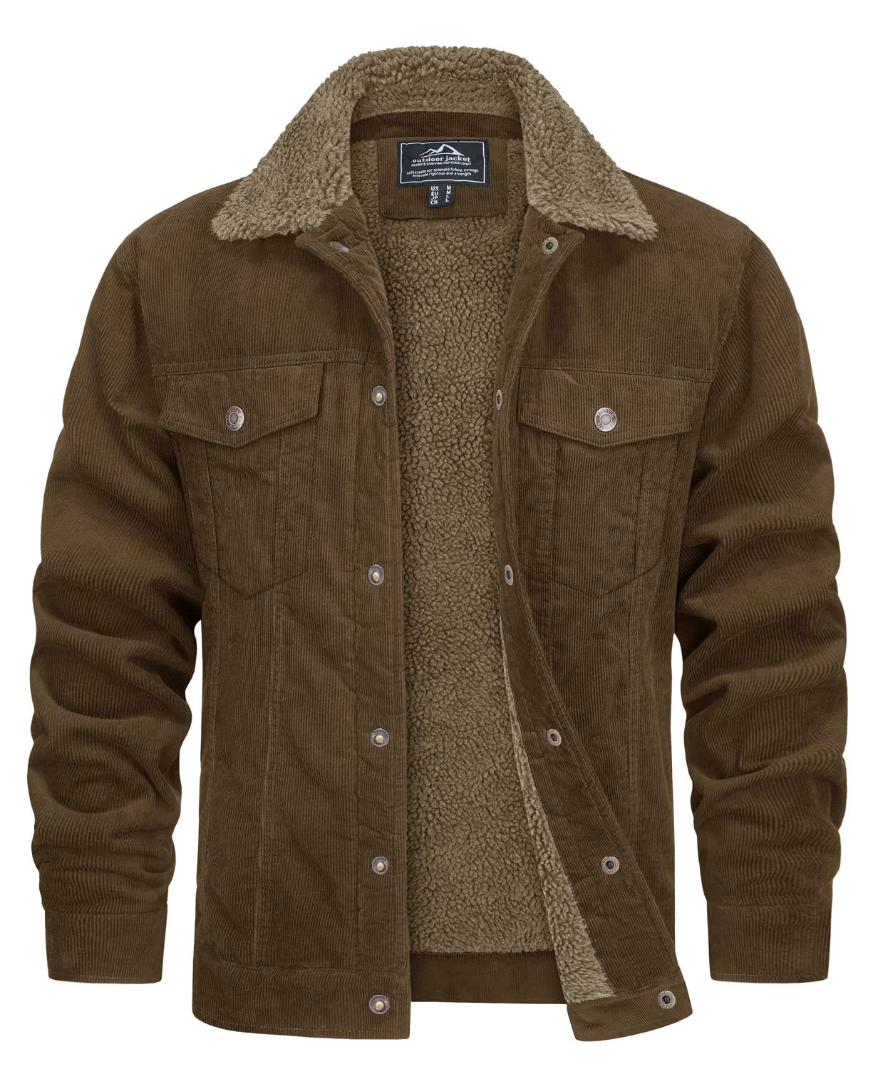 

TACVASEN Military Outerwear for and Loose Size 2XL Men s Jacket, Hiking, Workwear, Skiing, Commuting, Cotton, Stylish, Casual, Fit, Brown,