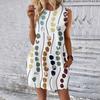 Women's Casual And Fashionable Round-neck Sleeveless Printing Mid Length Dress