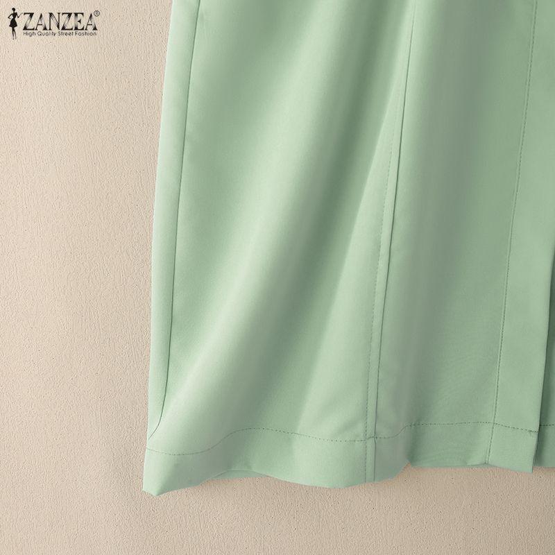 ZANZEA Women Turn Down Collar Loose Casual Short Sleeve Shirt Dress