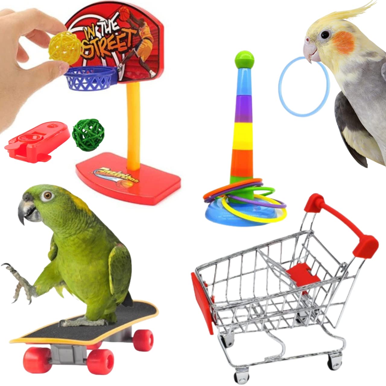 

Parakeet Toy Parrot Pet Supplies Bird Toy Bird Toy Educational Toy Budgie Cockatiel 4 Piece Set [LUKASTR]