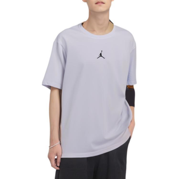 Jordan T Shirts Men's Purple Crew Neck Moderate Straight Fit DH8922-057