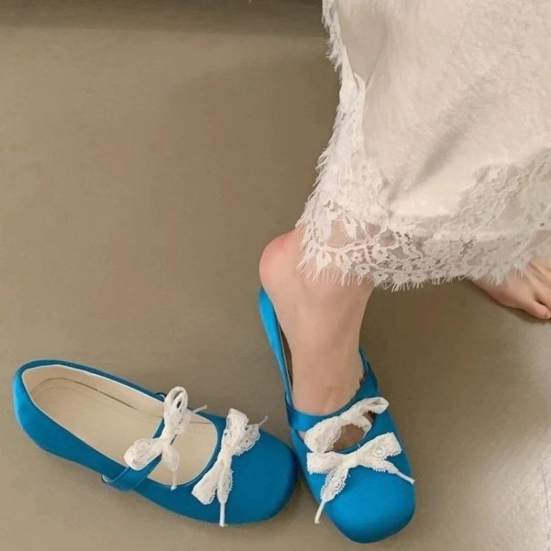 Fashion Square Toe Women Mary Jane Shoes Fashion Shallow Butterfly-knot Shoes 2025 Spring Ladies Elegant Dress Slip on Shoes
