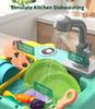 Toddler Sink Toy Play Sink with Running Water Automatic Water Cycle System Kitchen Kid Pretend Role Play Dinosaur Dishwasher Toy