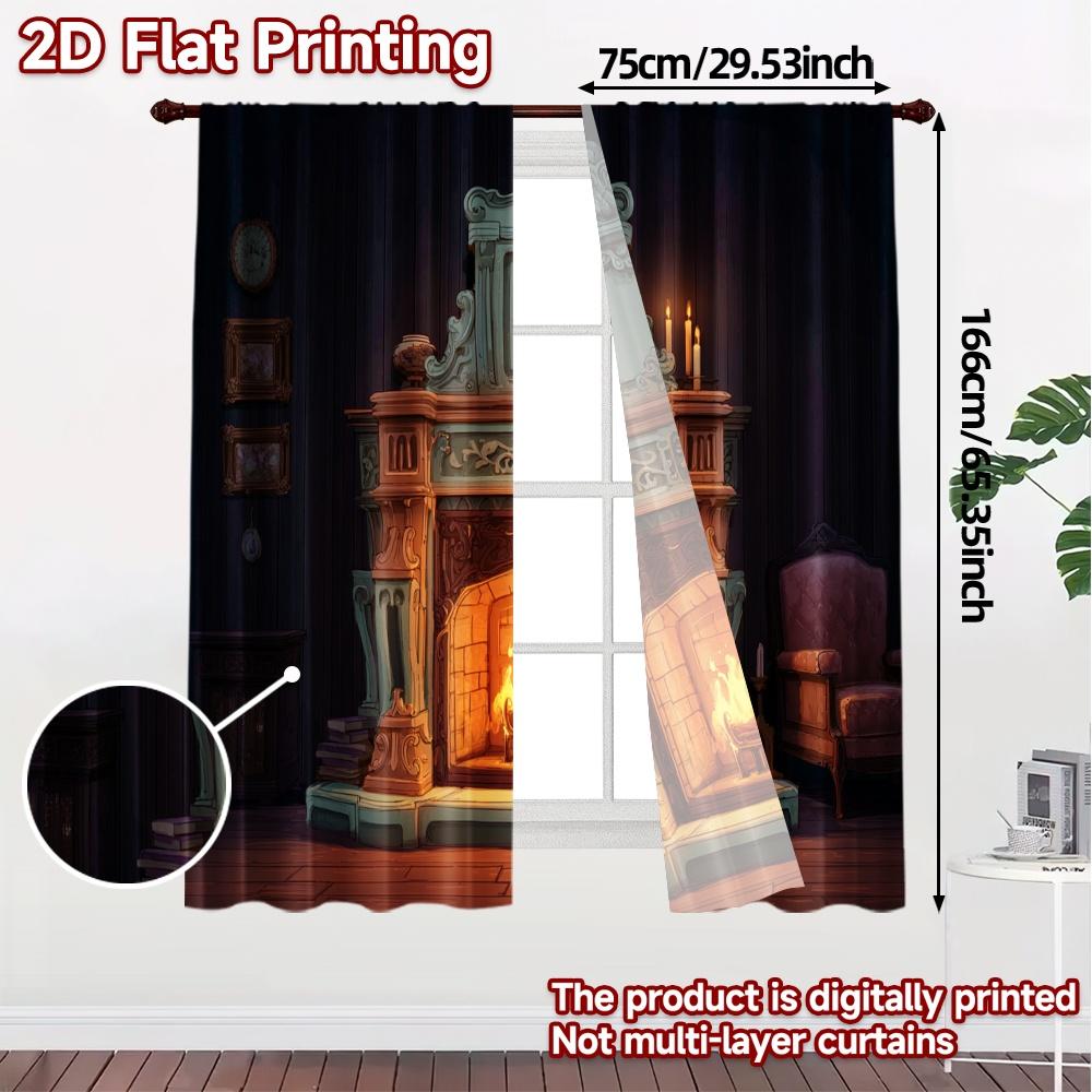 Set Of 2 Flat Printing Curtains Without Rod Cozyhearth Popular Versatile Polyester Fabric Curtain Semi Sheer Made