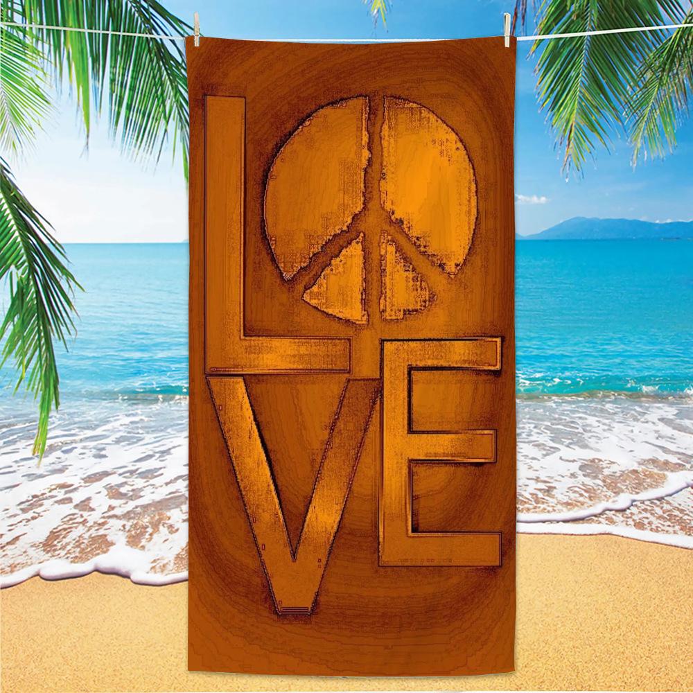 Boho-Stil und Friedenssymbol, Strandtücher aus ultrafeiner Faser, Strandurlaubsfotos, Dekorative Handtücher, Schalhandtücher