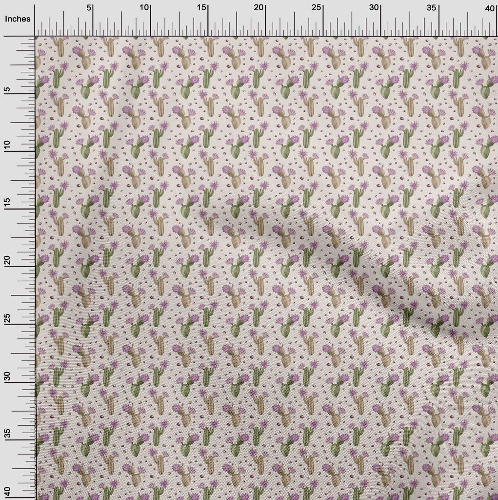oneOone Cotton Flex Light Beige Fabric Cactus Craft Projects Decor Fabric Printed By The Yard 40 Inch