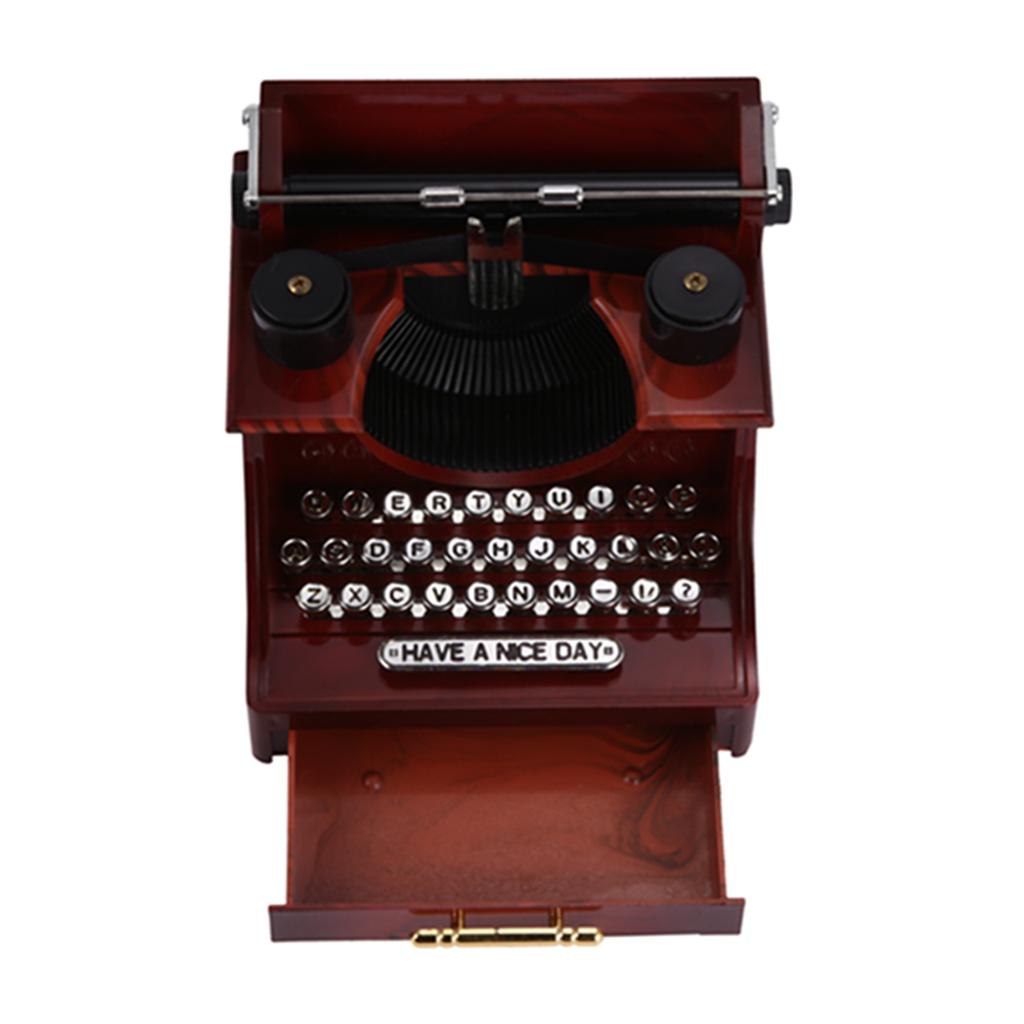 M-Modern-Home Retro Vintage Typewriter Music Box For Home Room Office Mechanical Decoration Kids Retro Music Box