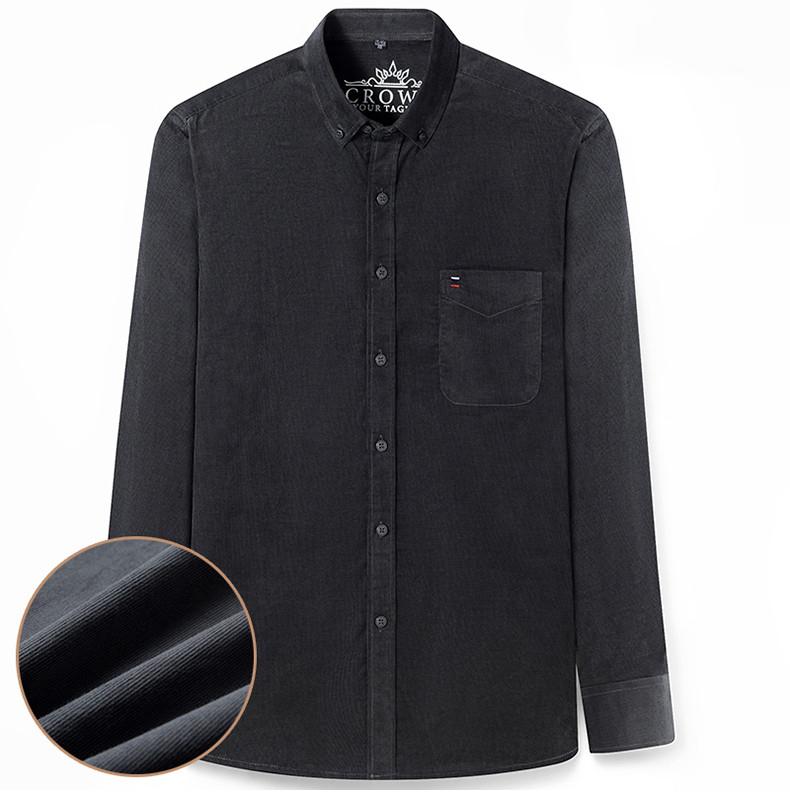 100% Coduroy Warm Long Sleeve Men Casual Shirts Winter Cotton Solid Male Business Shirt