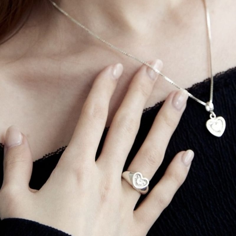 

salted Love frame heart ring Silver