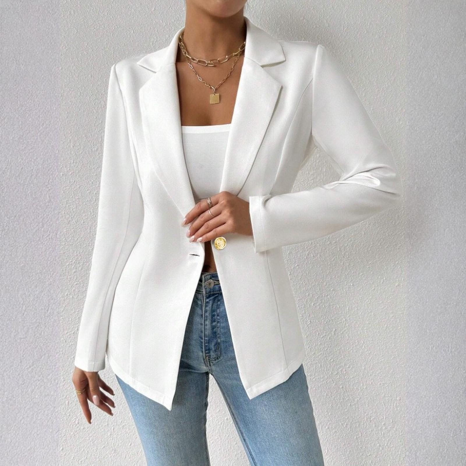 

Женское модное однотонное пальто с воротником, длинными рукавами и застежкой на пуговицы XL белый