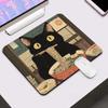 Black Cat Eating Ramen Mouse Pad Small Laptop Computer Office Table Mats PC Gaming Esports MousePad HD Non-Slip Rubber Desk Mat