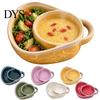 Versátiles Tazones de Cerámica para Servir Plato Dividido, Bandeja Seccional en Forma de Abanico con Asa para Desayuno Sopa Y Sándwich Platos Aperitivo Fruta, Microondas