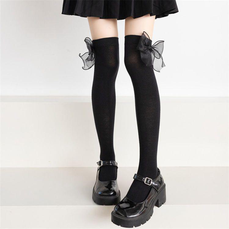 Lolita Damen Kniestrümpfe mit Organza-Schleife - Frühling/Herbst JK College-Stil