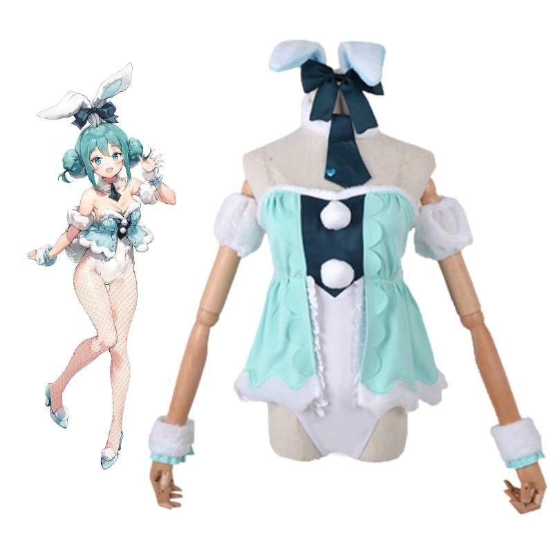 Hatsune Miku White Rabbit Girl Silky Cosplay Costume For Anime Stage Performance