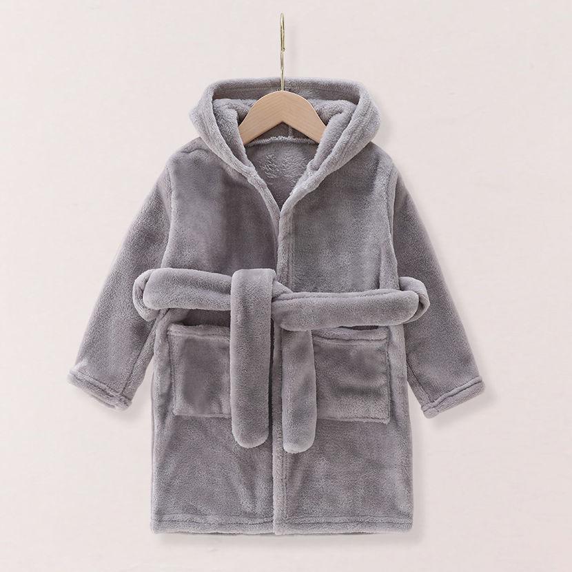 Pijama Albornoz de Franela con Capucha para Invierno para Niños - Bata Gruesa Larga de Forro Polar Coral para Casa