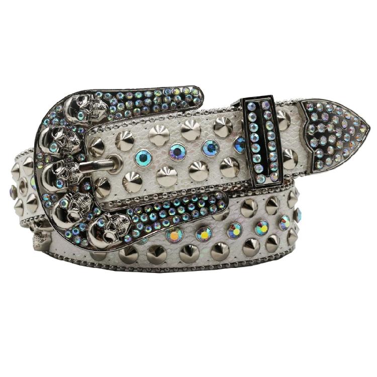 Grunge Waist Belt Jeans Belt PU Belt Casual Ceinture Punk Skull Crystal Buckle Modern Belt Street Dance Belt