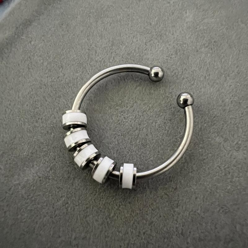 Women Men Open Ring Adjustable Anxiety Relief With Enamel Bead Opening Decoration Accessory Stacking Spinning Ring