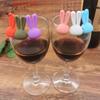 Hot 6Pcs Wine Glass Marker Creative 3D Rabbit Ears Silicone Drink Charms Wine Identifier For Champagne Cocktails