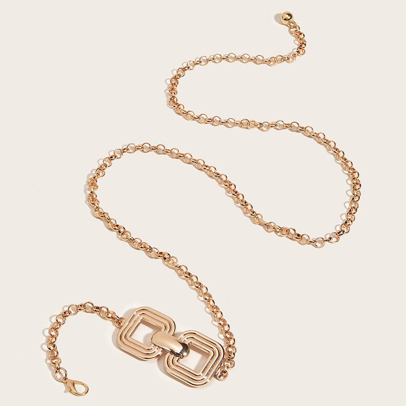Square Circular Double Metal Chain Belt With Skirt And Dress Decorative Waist