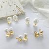 Perfect round pearl stud earrings female blogger Fever same simple temperament colorful retro Hong Kong style big light bulb earclip
