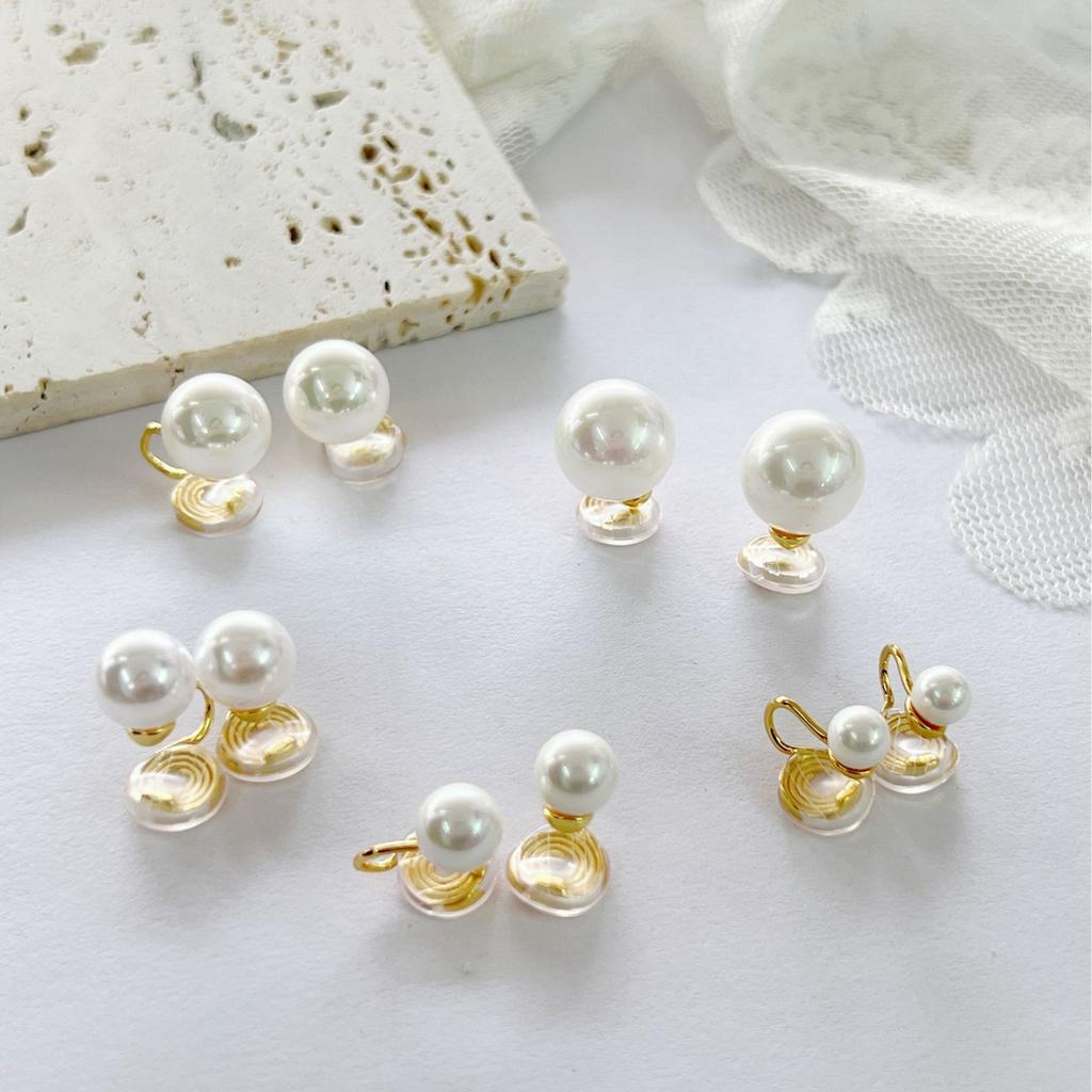 Perfect round pearl stud earrings female blogger Fever same simple temperament colorful retro Hong Kong style big light bulb earclip