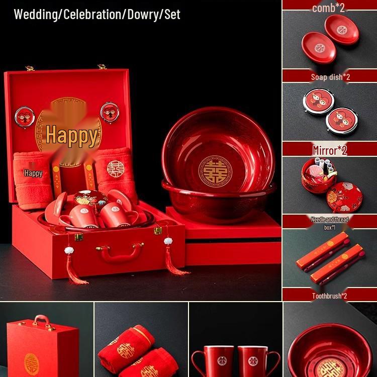 Luxury Bridal Dowry Set: Complete Wedding Supplies for Bride s Toiletries and Happy Basin