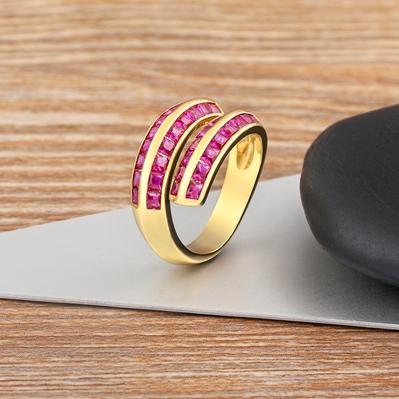 

Nidin Light Luxury Fashion 5 Colors Multi Layers Opening Gold Plated Band Finger Ring Adjustable Women Jewelry Gift Regalos рожевий червоний колір
