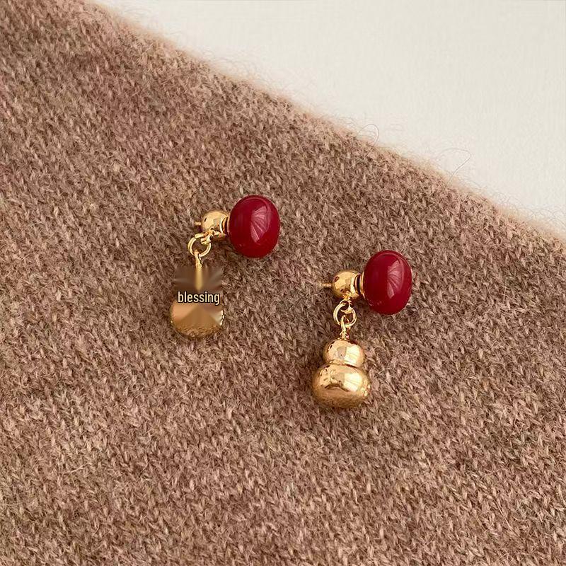 2025 Chinese Style Gourd Earrings: High-End, Trendy, Niche Design for Women