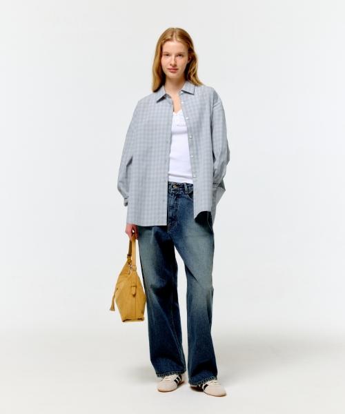 DEPOUND Check Oversized Shirt [Light Blue]