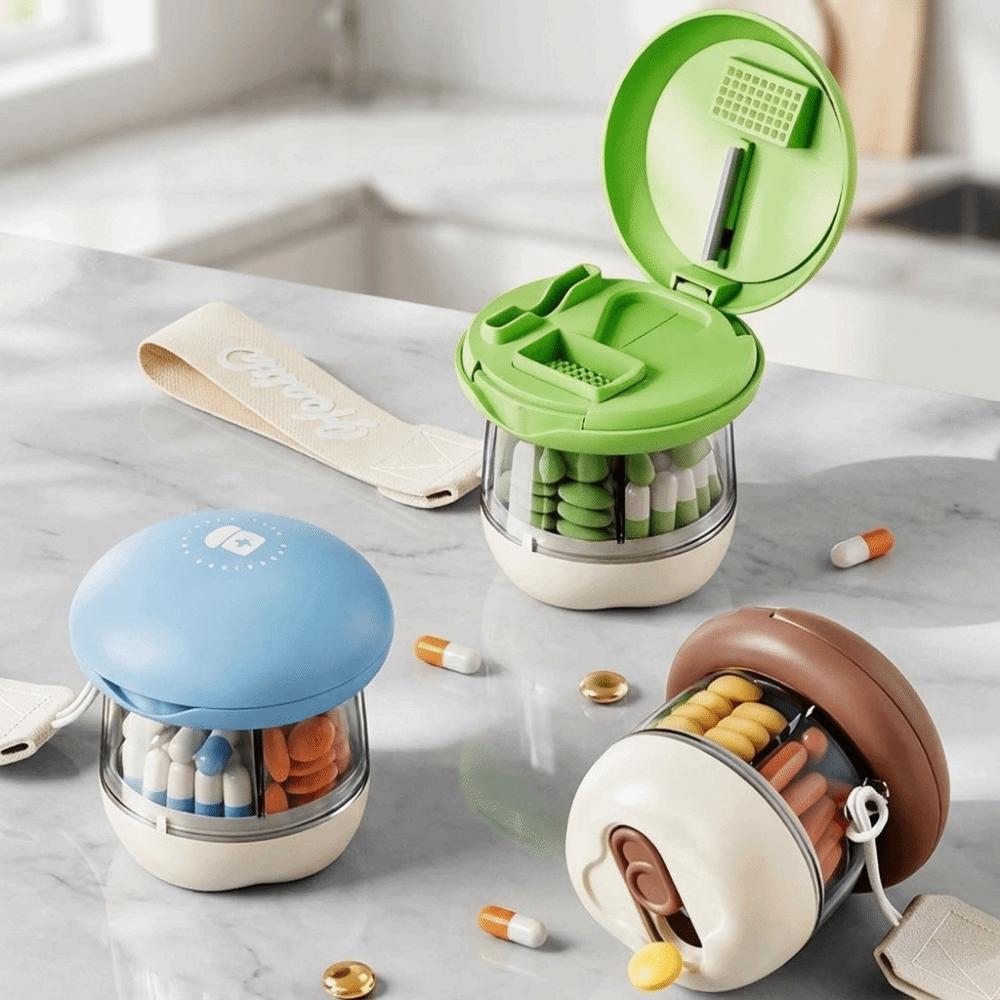 Sealed Pill Cutter Box Plastic Travel Pill Container Portable 4 Grids Pill Box Fish Oil