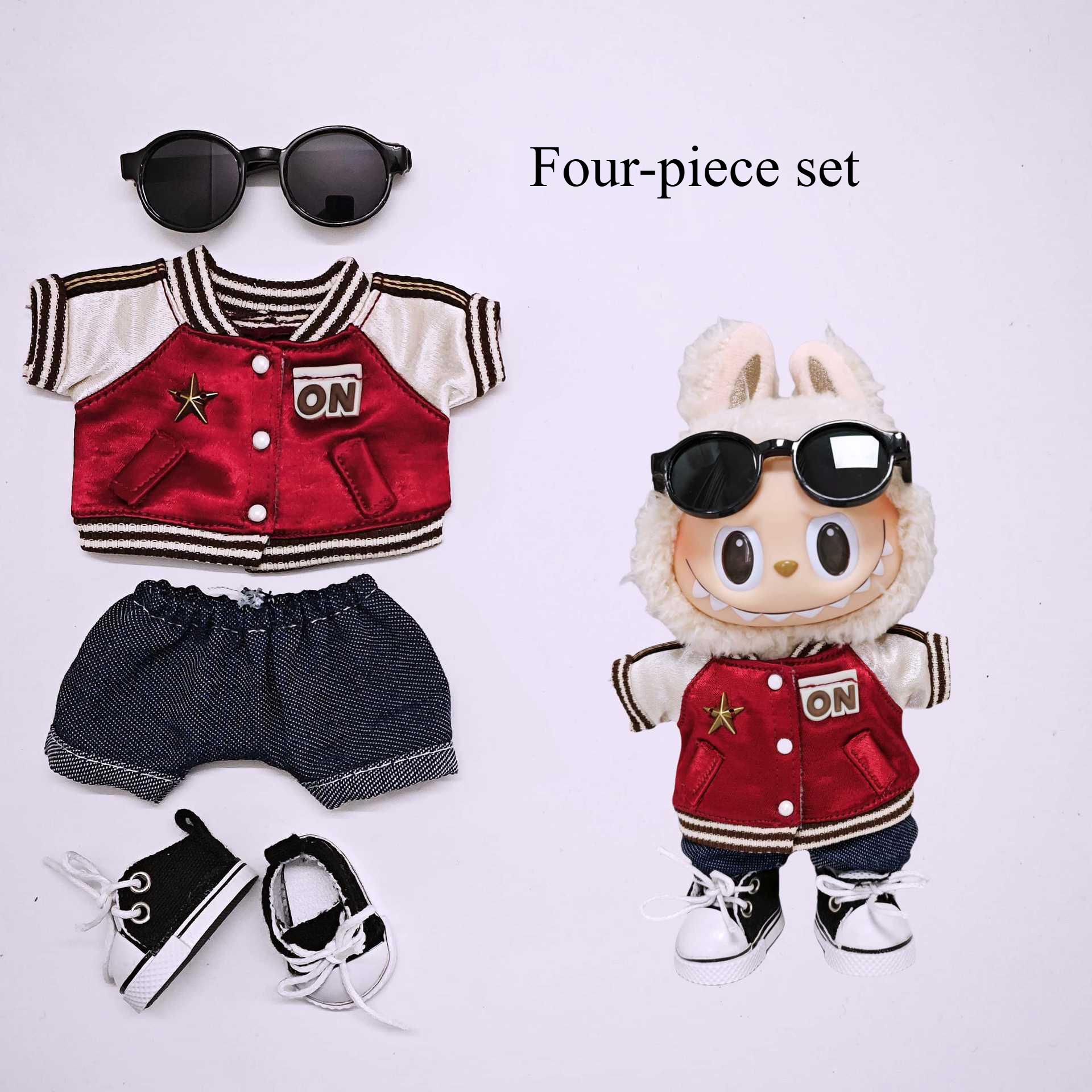 

Один, Два и Три Поколения Красная Бейсбольная Униформа Лабуб Брюки и Обувь Набор Одежда для Модной Куклы without dolls