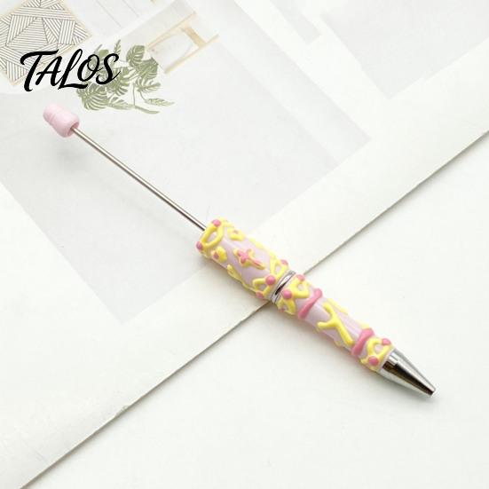 Smooth Ink Ballpoint Pen DIY Beadable Pen, Plastic Beaded Black Writing for Students Teens Teachers School Office Supplies Unique Hand-painted