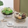 Cesta de Frutas Redonda com Pés Altos Tamanho Grande Rack de Armazenamento de Mármore para Cozinha Sala de Estar Mesa Decoração para Casa Nórdica Display de Bolo Lanche
