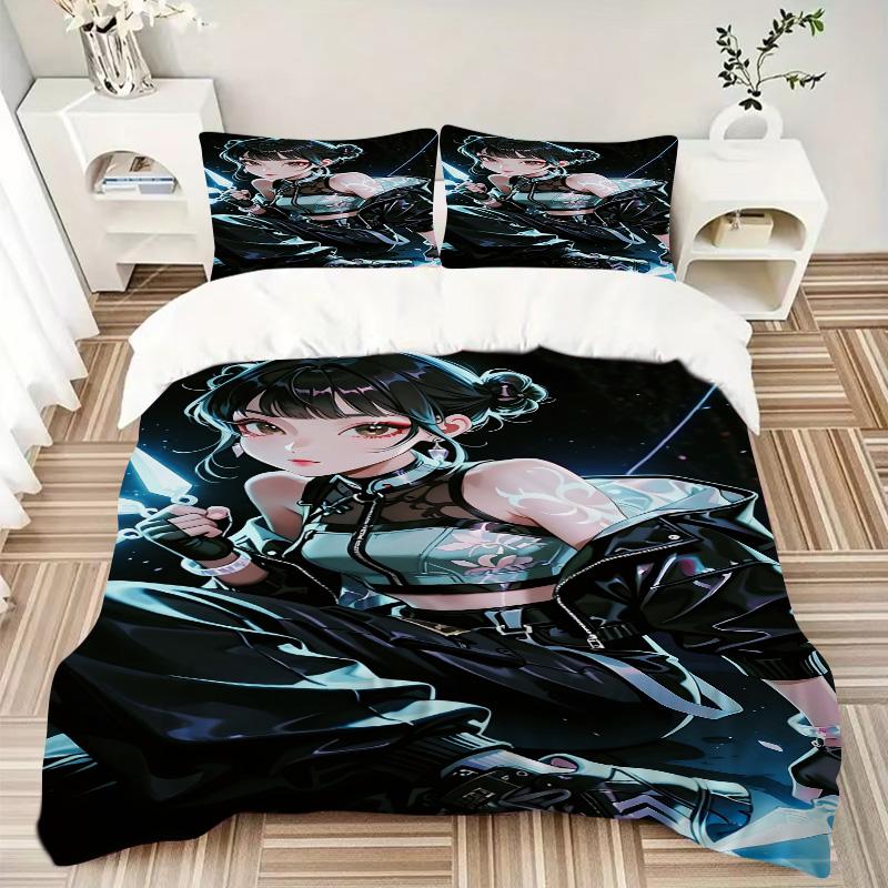 Warrior Girl Print 3Pcs Bedding Setduvet Cover With 2 Bedropillowcase Home Birthday Gift