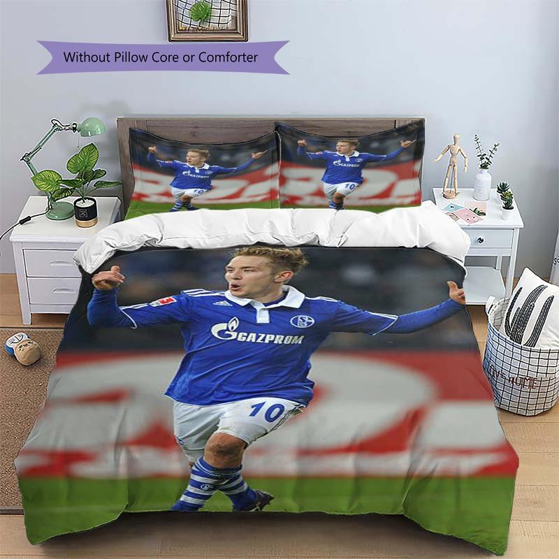 FC Schalke 04 No.10 Football Player 3Pcs Bedding Set, Duvet Cover with 2 Pillowcases, Football Print Bed Linens, No Comforter No Pillow Core