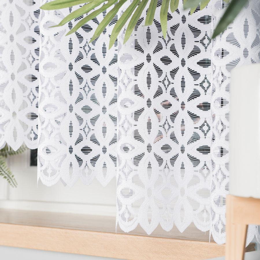Adrianna - Ready-made curtain - White - Openwork strip - 300X160