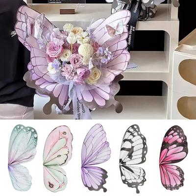 Butterfly Flower Wrapping Paper Ins Creative Flower Bouquet Packing Paper Diy Birthday Present Wedding Present Packing Supplies