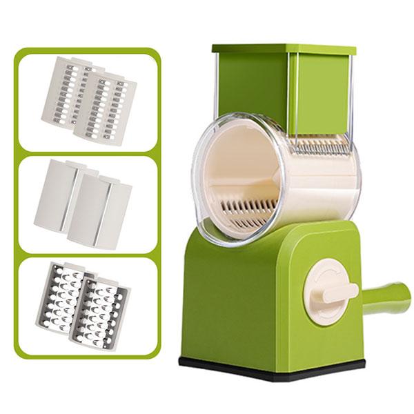 

Роторная терка для сыра, измельчитель для кухонной скоростной овощерезки, ручная мясорубка с 3 барабанными лезвиями для шоколадных орехов зелёный