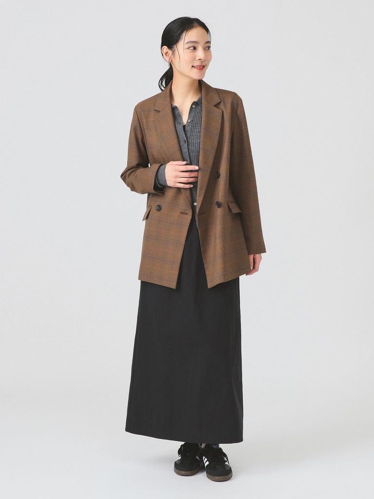 Ray Beams Women's Check Jacket, 4-Button, Brown, 1