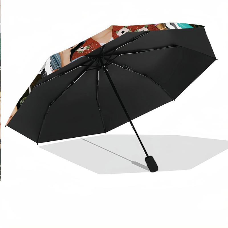 Portable Auto Folding Umbrella,SEVENTEEN 8 Rib Waterproof Umbrella For Camping Commute